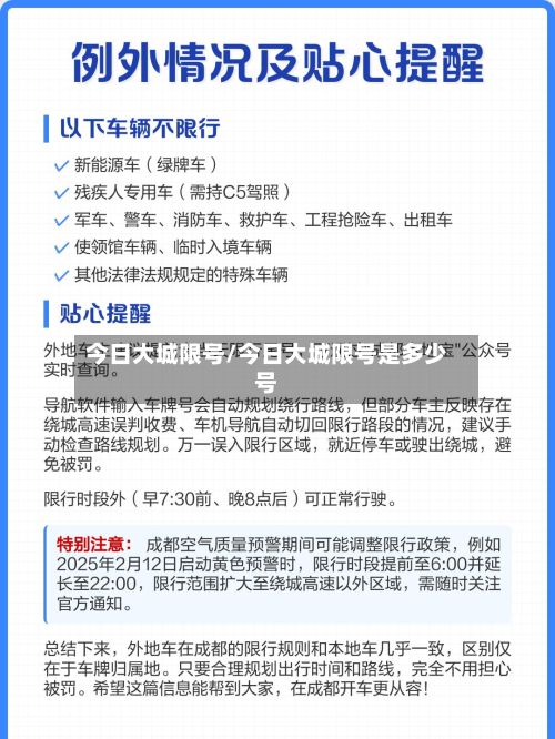 今日大城限号/今日大城限号是多少号
