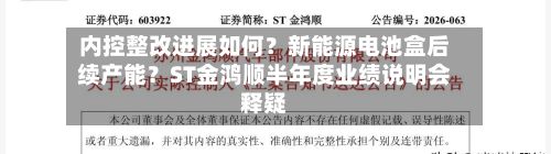 内控整改进展如何？新能源电池盒后续产能？ST金鸿顺半年度业绩说明会释疑-第2张图片