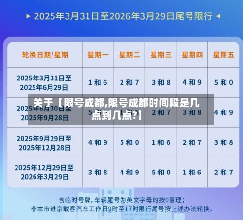 关于【限号成都,限号成都时间段是几点到几点?】