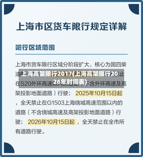 上海高架限行2017(上海高架限行2026年时间表)