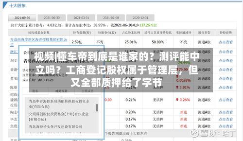 视频|懂车帝到底是谁家的？测评能中立吗？工商登记股权属于管理层	，但又全部质押给了字节-第2张图片
