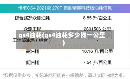 gs4油耗(gs4油耗多少钱一公里)-第3张图片