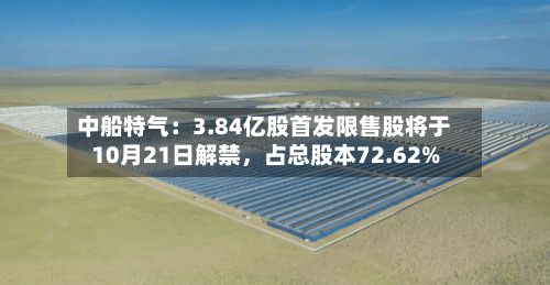 中船特气：3.84亿股首发限售股将于10月21日解禁，占总股本72.62%-第2张图片