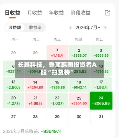 长鑫科技	，登顶韩国投资者A股“扫货榜”-第2张图片
