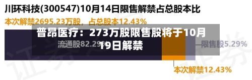 普昂医疗：273万股限售股将于10月19日解禁