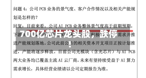 700亿芯片龙头股，跌停！-第2张图片