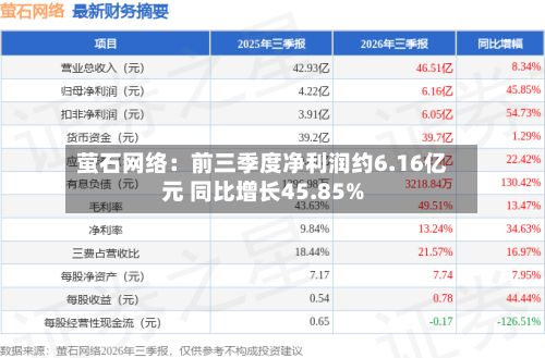 萤石网络：前三季度净利润约6.16亿元 同比增长45.85%