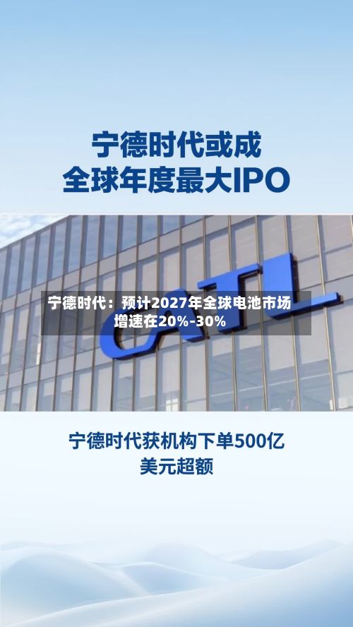宁德时代:预计2027年全球电池市场增速在20%-30%-第2张图片