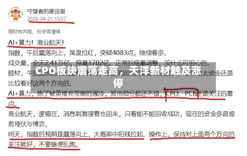 CPO板块震荡走高，天洋新材触及涨停