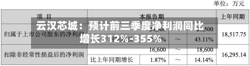 云汉芯城：预计前三季度净利润同比增长312%-355%