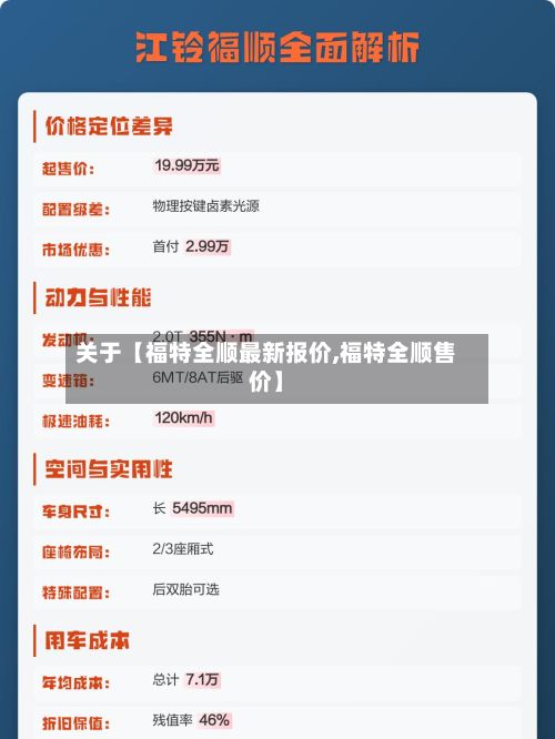 关于【福特全顺最新报价,福特全顺售价】